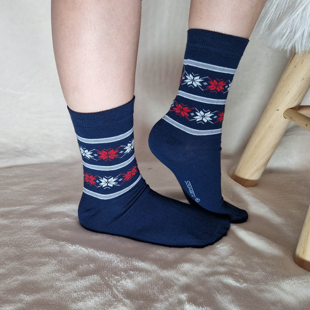 norvég mintás vékony zokni kék